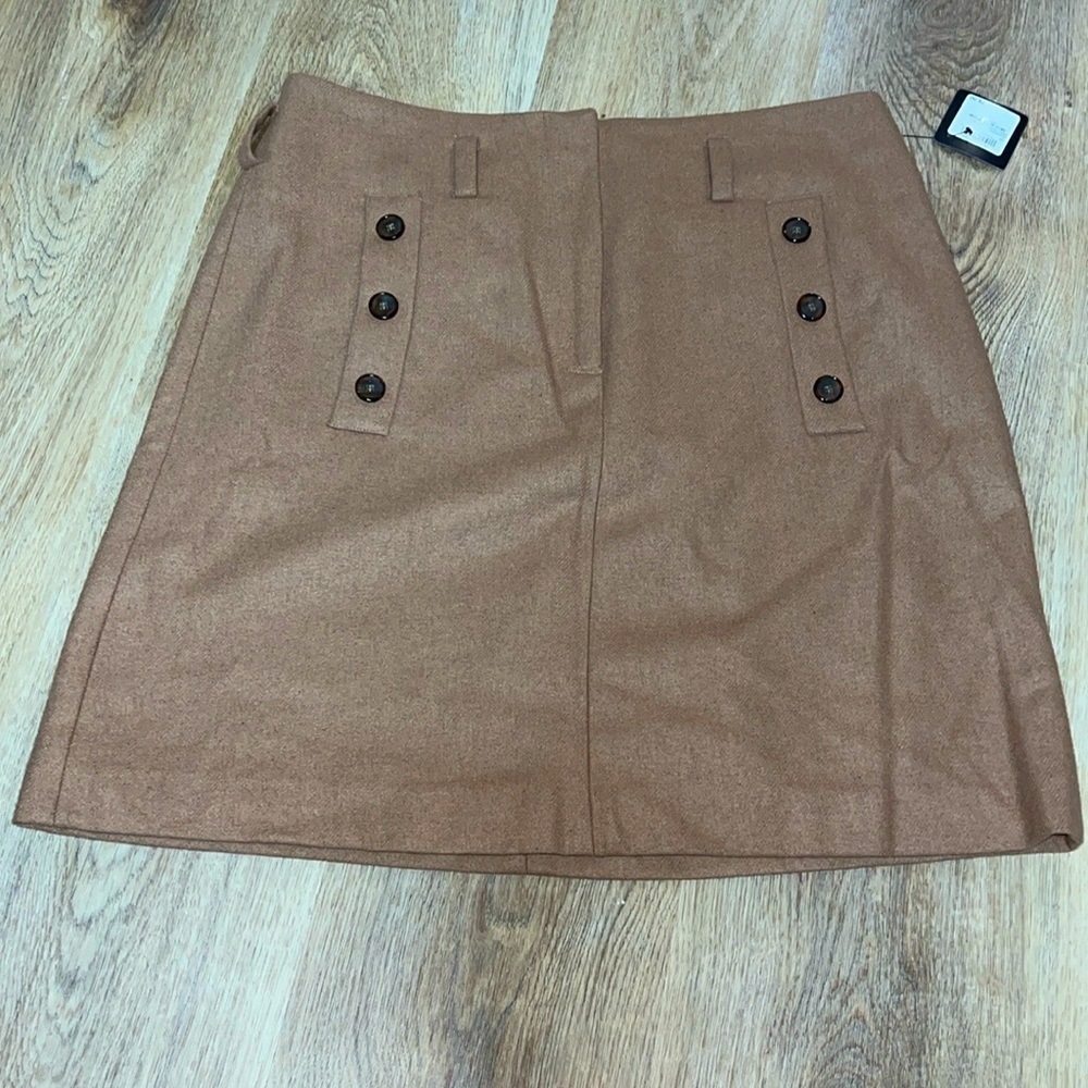 NWT Halogen Wool Blend Camel Mini Skirt Zip Front Closure Pockets size 8